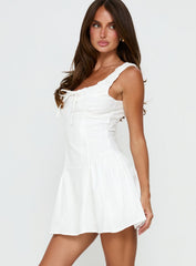 Rozalea Ruched Mini Dress White