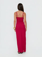 Glass Half Full Mesh Maxi Dress Electric Fuschia