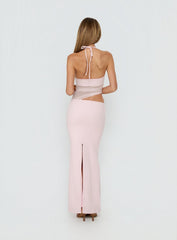 Afinity Sheer V Neck Maxi Dress Pink