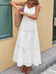 Eyelet Embroidered Cami Dress with Tassel Detail