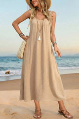 Tie-Shoulder Flowy Midi Dress