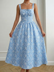 Floral Tie-Front A-Line Midi Dress