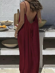 Full Size Backless Scoop Neck Maxi Dress Plus Size