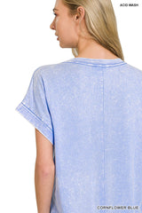 Zenana Washed Exposed Seam Short Sleeve T-Shirt Dress