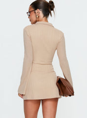 When You Sleep Long Sleeve Mini Dress Beige