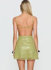 Greenly Backless Sleeveless Mini Dress Green