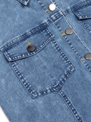 Halter Neck Button-Front Denim Dress