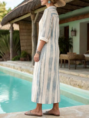 Striped Button-Down Midi Dress