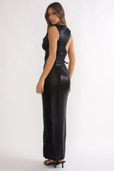 Lyrah Cowl Ruched Maxi Dress Black