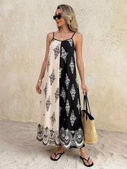 Color Block Floral Print Cami Dress