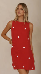 Natala Shift Mini Dress - Red/White Polka Dot