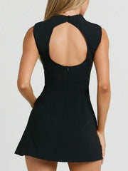 Mock Neck Sleeveless Mini Dress