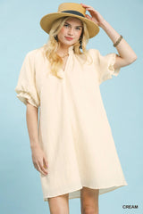 Umgee Linen Blend Ruffle Dress