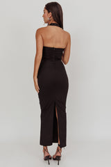 Scout Halterneck Ruched Maxi Dress Black