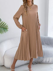 Pleated A-Line Midi Dress