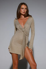 Aurora Luxe Long Sleeve Mini Dress Gold
