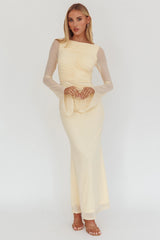Luna Love Long Sleeve Mesh Maxi Dress Cream