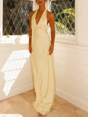 Halter Neck Sleeveless Maxi Dress