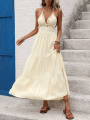 Halter Neck Tiered Maxi Dress