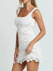 Crochet Wide Strap Mini Dress