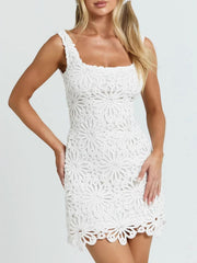 Crochet Wide Strap Mini Dress