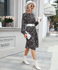 MADRIE Floral Midi Dress - Black