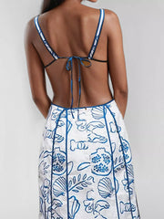 Cutout Backless Printed Maxi Dress