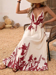 Deep V-Neck Spaghetti Strap Maxi Dress