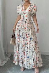 Floral Print Pleated Maxi Dress