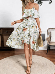 Floral Print Cold Shoulder Cami Dress