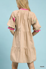 Umgee Embroidered Floral Tiered Dress