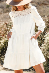 3/4 Sleeve Tiered Mini Dress
