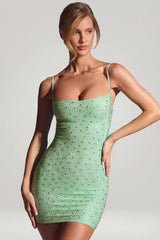 Embellished Bodycon Mini Dress in Pistachio