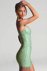 Embellished Bodycon Mini Dress in Pistachio