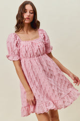SO ME Texture Woven Ruching On Bust Mini Dress