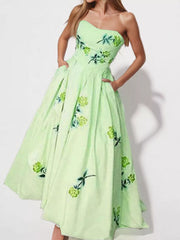 Floral Print Tube Maxi Dress
