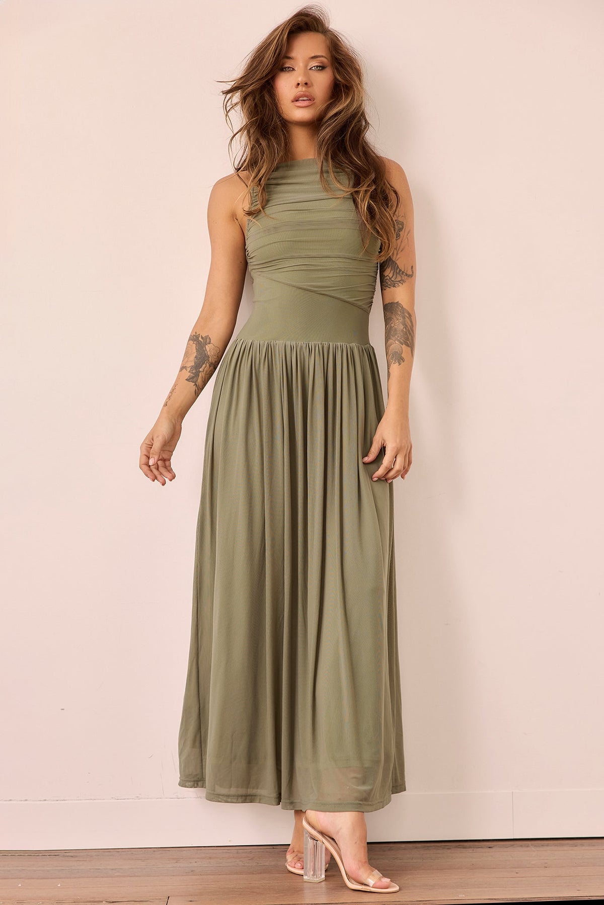 Painters Garden Maxi Dress - Olive