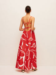Printed Back Tie Detail Dress