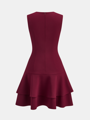 Asymmetric Ruffle Hem Sleeveless Mini Dress
