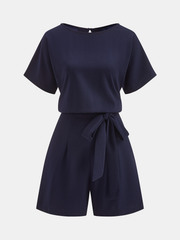 Tie-Waist Short-Sleeve Romper