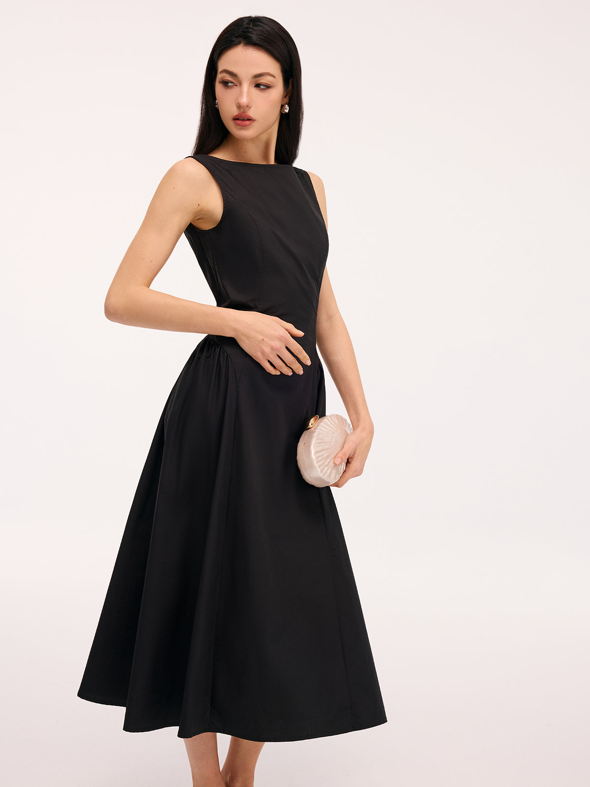 Umbrella Hem Backless Cotton Sleeveless Maxi Dress