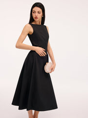 Umbrella Hem Backless Cotton Sleeveless Maxi Dress