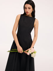 Umbrella Hem Backless Cotton Sleeveless Maxi Dress