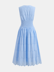 Sleeveless Embroidered Cotton Eyelet Midi Dress