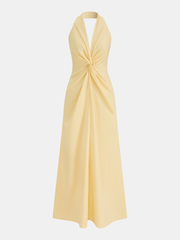 Halter Neck Twisted Waist Maxi Dress