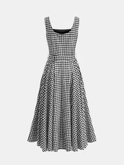 Gingham Cotton Belted Sleeveless Maxi Dress
