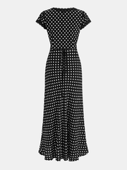 Polka Dot Lace V-Neck Maxi Dress