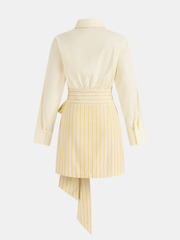 Cotton Striped Tie-Waist Shirt Dress