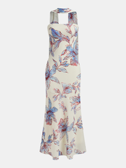 Floral Print Halter Maxi Dress