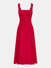 Cotton Blend Button-Front Maxi Dress